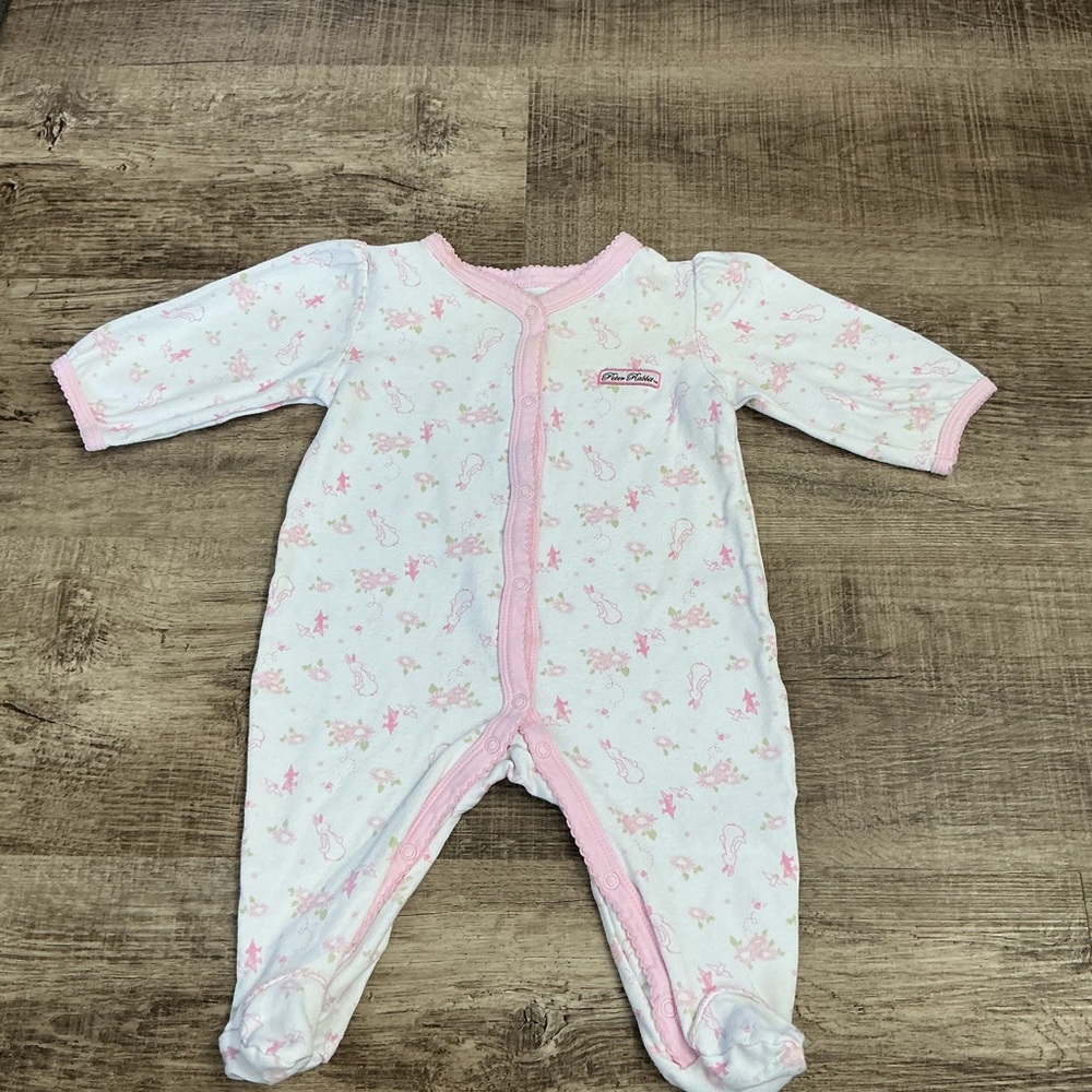 Original Peter Rabbit By Beatrix Potter Pink Footed Bunny Sleeper 3-6 Months